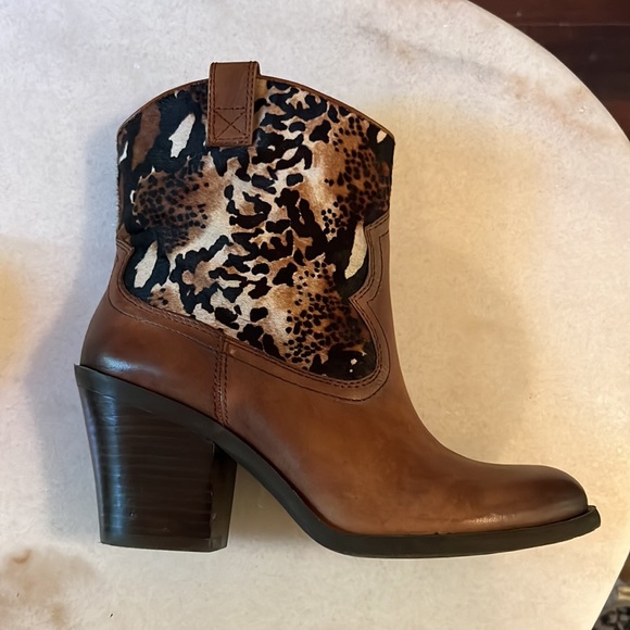 Antonio Melani Leather and Calf Hair Western Boots Size 7.5 Brown - Picture 12 of 12